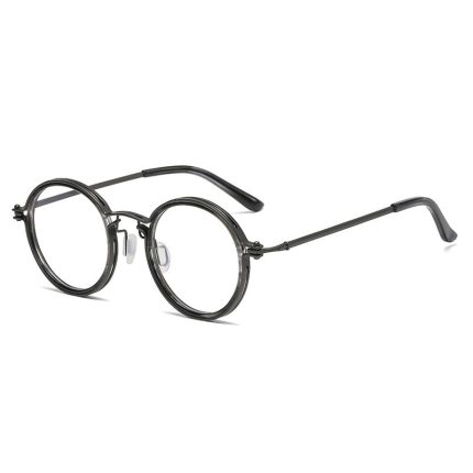 Men's Vintage Fashion Round Frame Punk Style Metal Blue Light Blocking Glasses