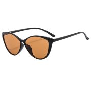Women's Euro-American Vintage Triangle Cat-Eye Sunglasses - Premium Brown Lens with Black Frame, Internet Trend, Square-Round Face Slimming