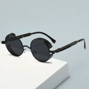 Men's Euro-American Street Style Punk Vintage Metal Sunglasses - Unique Windproof Small Round Frame UV Protection