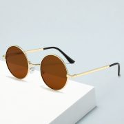 Unisex Classic Fashion Multi-Color Iridescent Outdoor Sunshade Sunglasses - Metal Round Frame UV Protection